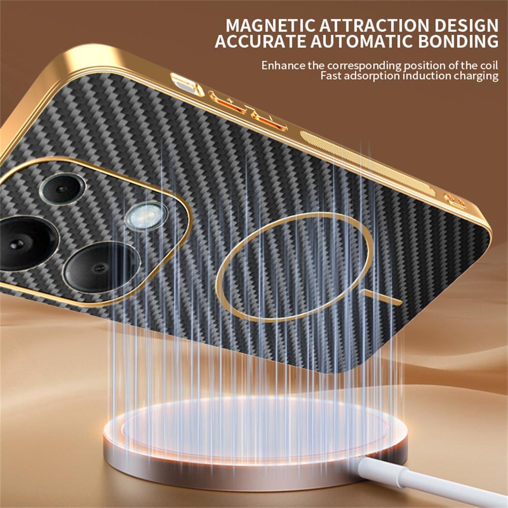 Phone Case For Xiaomi Redmi Note 13 Pro 4G/14S 4G/Poco M6 Pro 4G Carbon Fiber Textured Electroplated TPU Back Cover