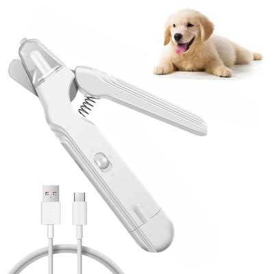 2-in-1 Hunde-Nagelknipser und Hunde-Nagelfeile mit LED-Lichtern und Spritzschutz, USB-wiederaufladbar für große, mittlere und kleine Hunde, Katzen und Haustiere