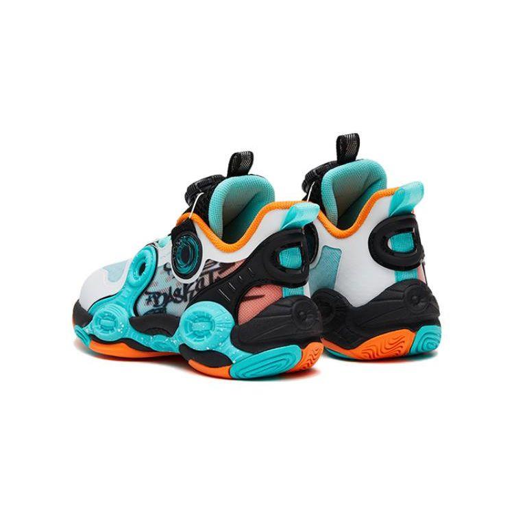 Anta Irregular 2 Non-Slip Wear-Resistant Mid-Top Basketball Shoes Kids Sneakers Black White Blue 312329951-2