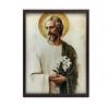 Święty Józef Z Bukietem Lilii Święty Józef Z Bukietem Lilii, 30X40 Cm, Rama Aluminiowa Złota, Papier Matowy 230 Gsm