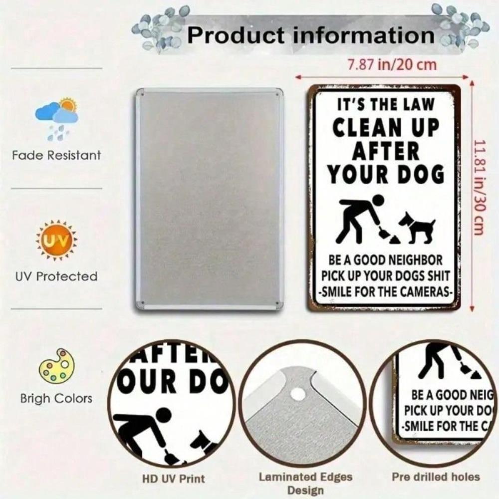 Metal Poster Wall Art Dog Owner Pet Cleanup Reminder Funny Park Sign 8x12 Inch