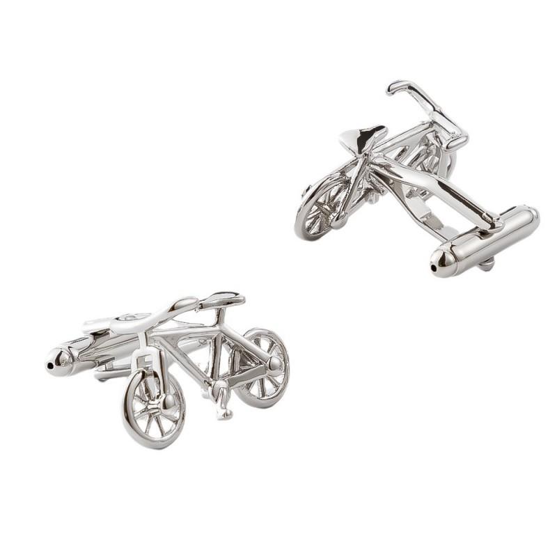 Electroplated Silver Metal Bicycle Shaped Cufflinks Men's French Shirt