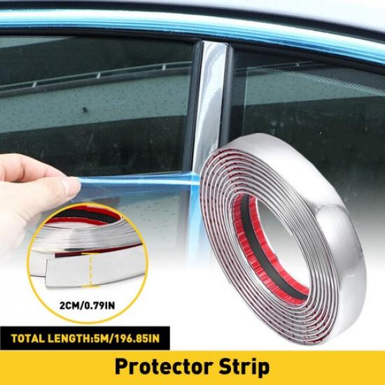 20MM Chrome x 5M Trim Car Molding Door Window Strip Bumper Side Trime Protector