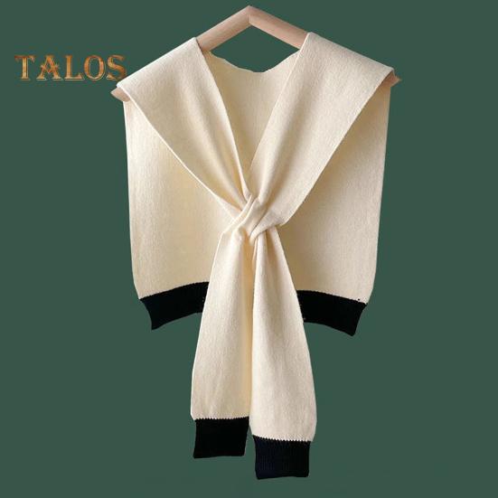 Women Knitting Shawl Patchwork Color Soft Knotted Design Versatile Soft Texture Shawl Winter Warm Scarf