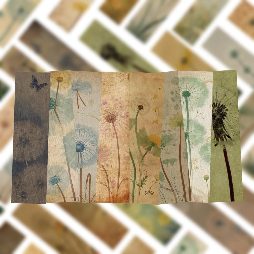 30 Cartoon Retro Dandelion Hand Note Literary Creative Materials Ins Reading Paper Bookmark DIY Decorative