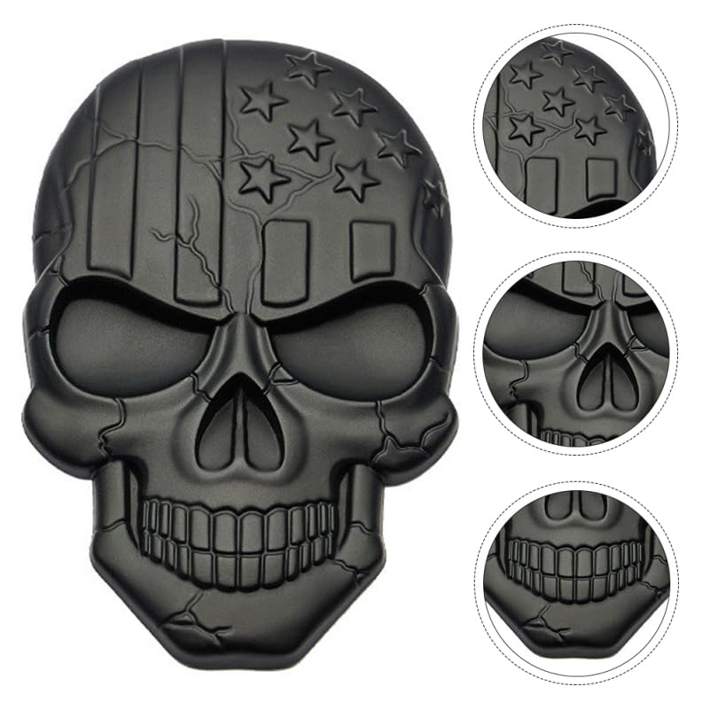 Ledmomo 1pc Skull Car Sticker Skull Head Decal Metal Skull Decal Motorcycle Emblem Badge