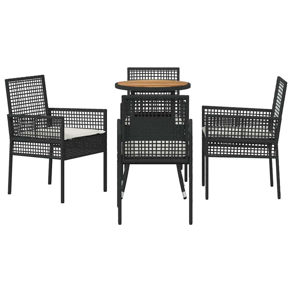 Garden Dining Set 5 pcs Black Poly Rattan