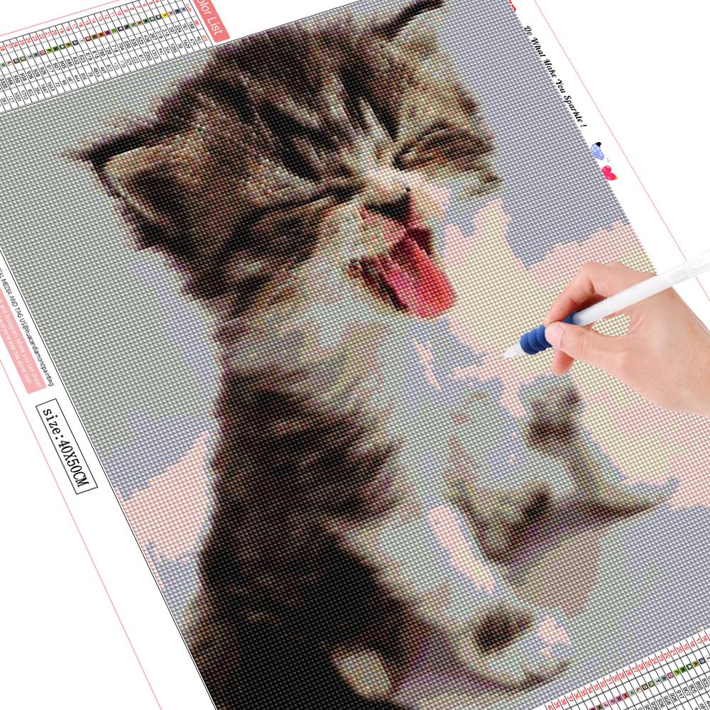 

5D DIY Алмазная картина животное милый кот Алмазная вышивка Полный новый квадратный дисплей с камнями 20*30 cm