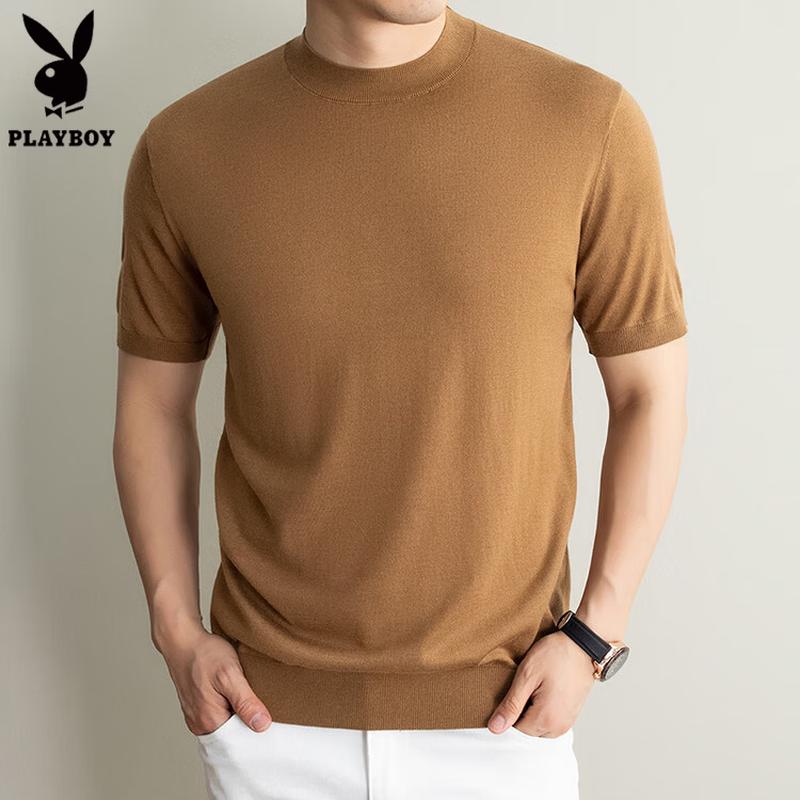 PLAYBOY Men s Mulberry Silk Blend Knit T-Shirt M