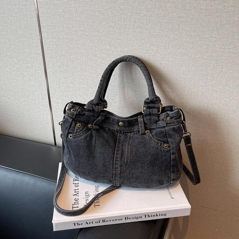 New messenger bag women's washed denim bag niche design denim bag fashionable large capacity shoulder bag