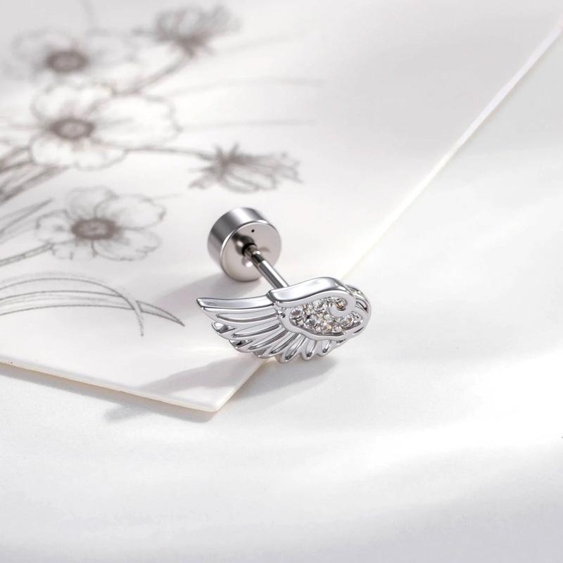 1Pc Women Creative Fashion Wings Ear Bone Nails angel earrings minimalist  Handmade