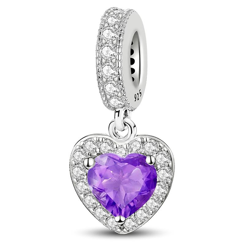 Copper Pendants Zircon Red Love Heart Charms Beads Fit Original Pan Bracelet Bangles Diy Fine Jewelry For Women