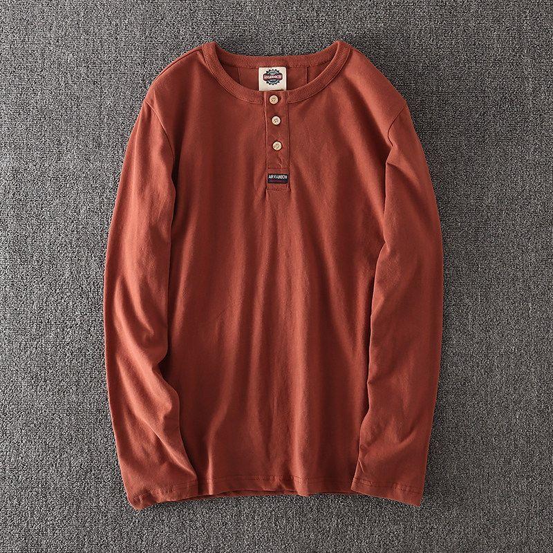 Big Brand Goods ~ Export Label Cutting Factory Direct Sales Fall Winter Men Long-T-Shirt Pure Cotton OEM Goods Tail Goods Bottoming Shirt Fashion