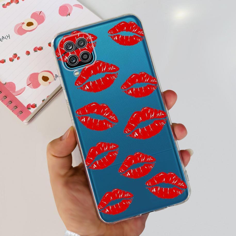 For Samsung Galaxy A12 Case Transparent Cover Fashion Flower Slim Soft TPU Phone Case For Samsung A12 SM-A125F M12 F12 A 12 Capa