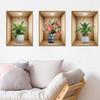 3Pcs Watercolor Realistic Potted Flower Plant Wall Stickers Removable For Bedroom Living Room Nursery Decoration Wall Decals
