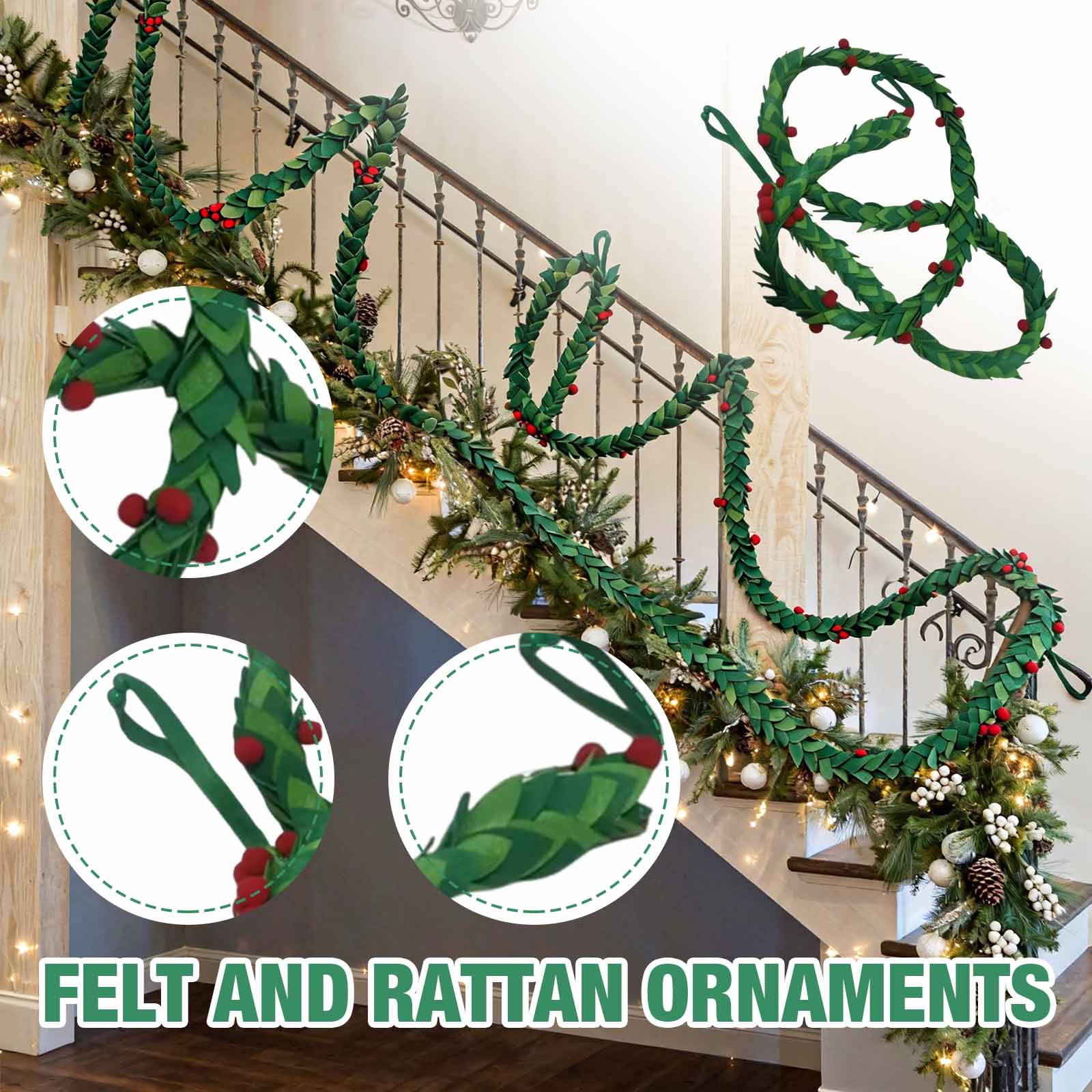 

Artificial Maple Leaf Garland, Light-colored Double Maple Leaves Hanging Vine For Home, Wedding, Party Decoration One Size