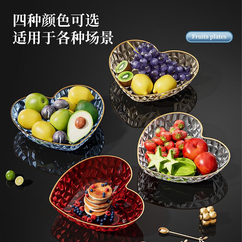Love Bar Fruit Plate Light Luxury Phnom Penh Diamond Pattern Household Living Room Coffee Table Salad Plate Snack Plate