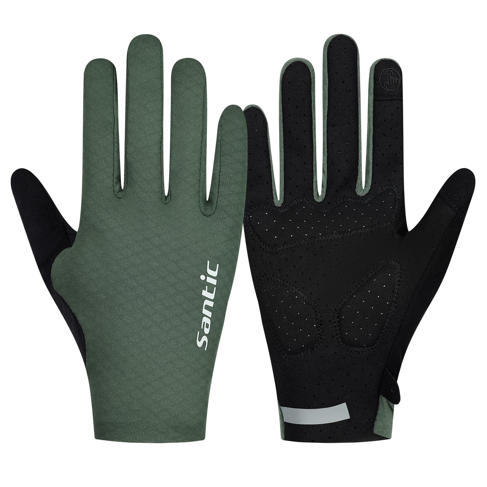 

Santic Cycling Gloves for Autumn and Winter Road Bikes (Green, XL)