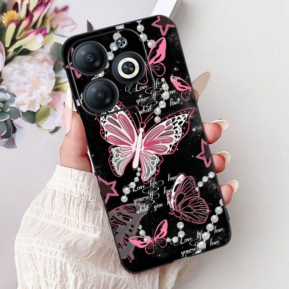 Cover For Infinix Smart 8 X6525 Back Casing Smart8 Colorful Butterfly Flower Luxury Painting Phone Case Transparent Soft TPU
