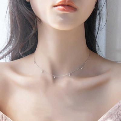 Real 925 Sterling Silver Zircon Pendant Choker Necklace Fashion Women Geometric Fine Jewelry Bohemia Accessories