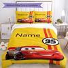 3pcs Custom Name Cars Bedding Set Duvet Cover Closure Includes 1 Duvet Cover & 2 Pillowcases, Soft and Comfortable for All Seasons.