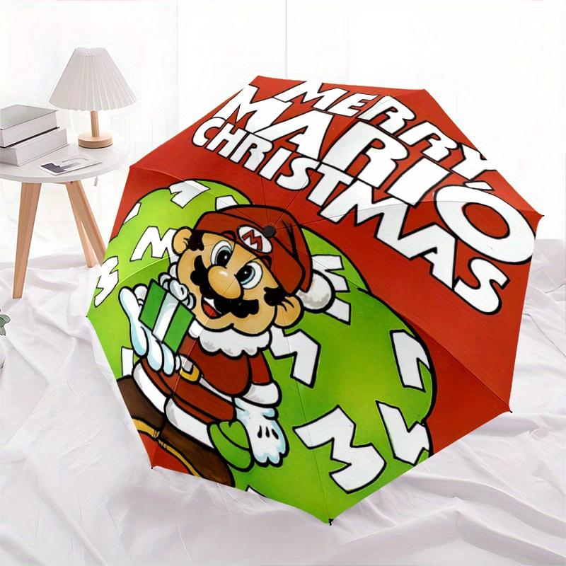 

1pc Merry Mario Christmas Durable Cartoon Folding Umbrella, Portable Compact Umbrella for Men and Women Y062