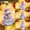 2D Flat 8cm Pink Snowman Hanging Pendants Christmas Decorations Xmas Tree Pink 2D Acrylic Ornaments Home Holiday Decoracion
