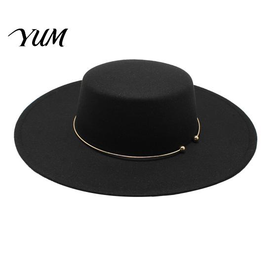 Sophisticated Daily Commuting Hat Retro Flat Top Hat, Wool Felt Pork Pie Bowler with Winter Warm Fedora for Women Metal Ring, Wide Brim Trilby