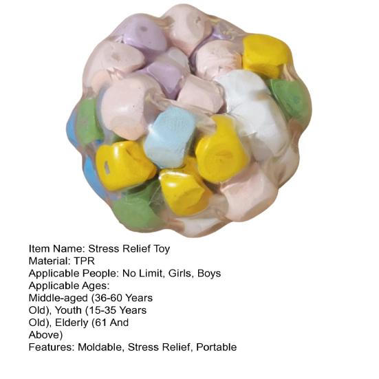 Balle Anti-Stress Croquante Remplie de Cube Forme Relief Anxiété Malléable Boule à Presser Jouet Sensoriel Portable Voyage Boule Moulable Pincer Jouet Fidget