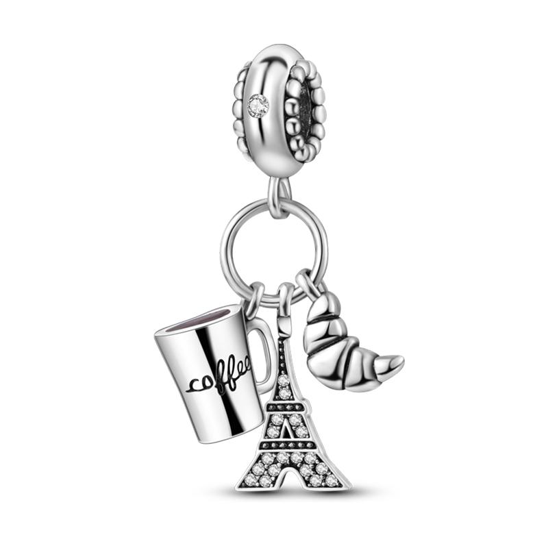 Copper Eiffel Tower Triumphal Arch Famous Architectural Charms Beads Fit Pan Original Bracelets Diy Fine Jewelry