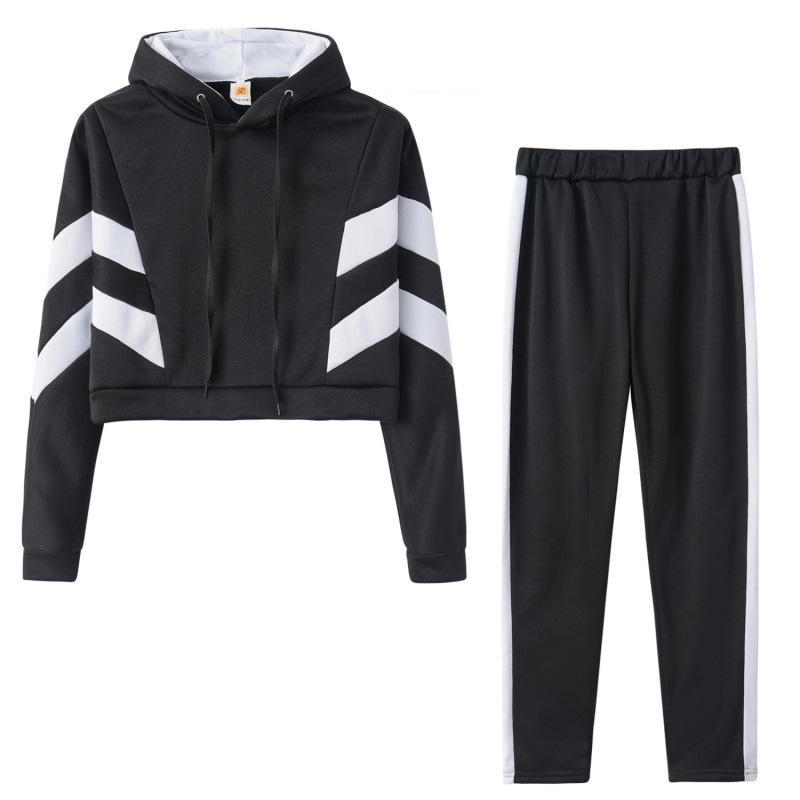 2023 Women's Hooded Cropped Sweatshirt Two-Piece Set - Autumn/Winter Collection