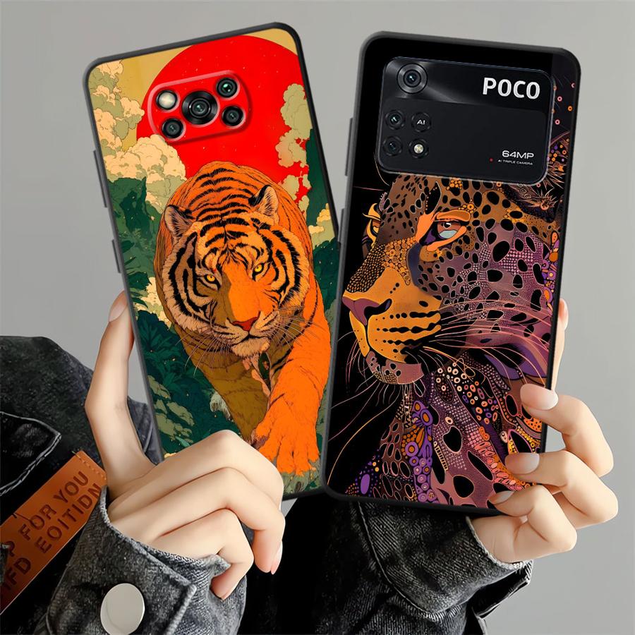 Coole Tiger-Leopard-Hülle für Xiaomi Poco F8 C75 C61 F1 X3 X4 X5 X7 Pro F3 C50 M3 M4 M7 Pro M5 C71 Handyhülle