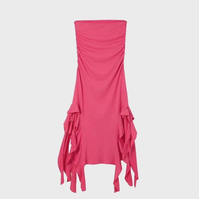 2024 Spring/Summer European-American Trend One-Shoulder Tube Top Slim Fit Irregular Dress for Women