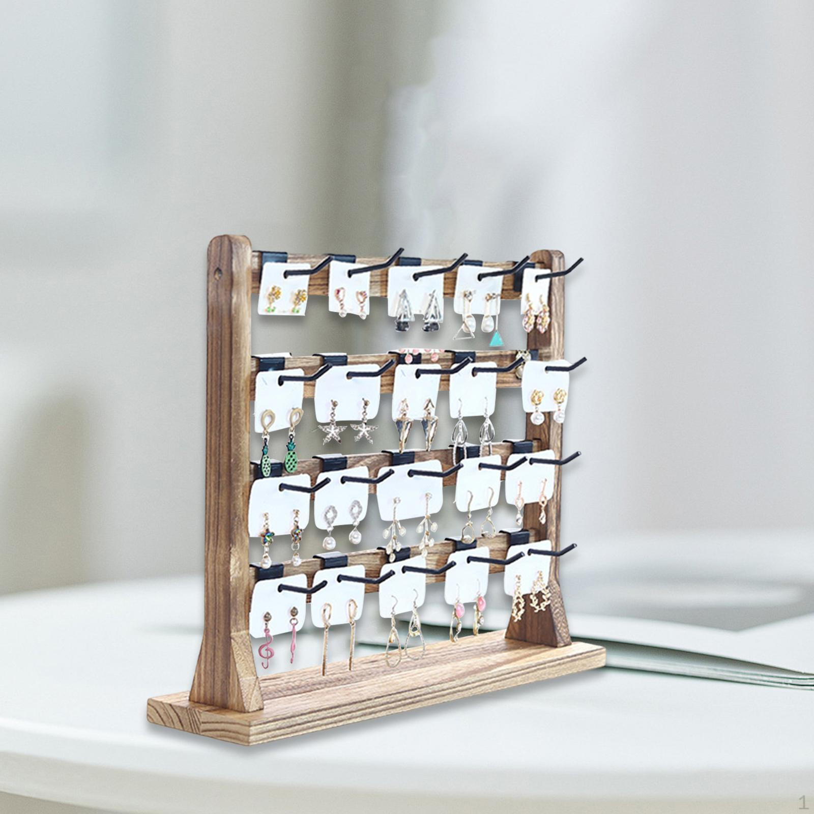 

Элегантный деревянный держатель для сережек с подвесными крючками 4 Tier