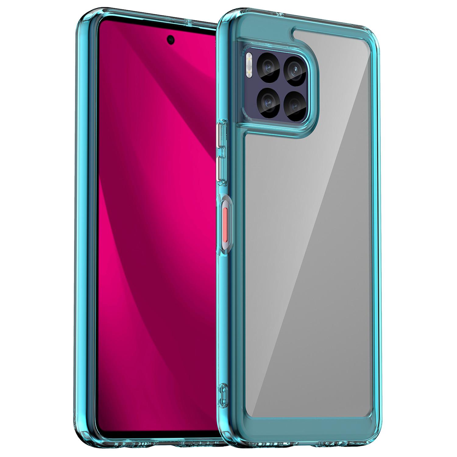 

For T-Mobile REVVL 7 Pro Case TPU+Acrylic Phone Cover Colorful Frame Transparent Blue