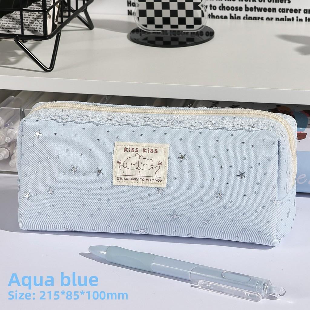 Korean Style Large Capacity Pencil Case With Fabric Material For Students And Office Use