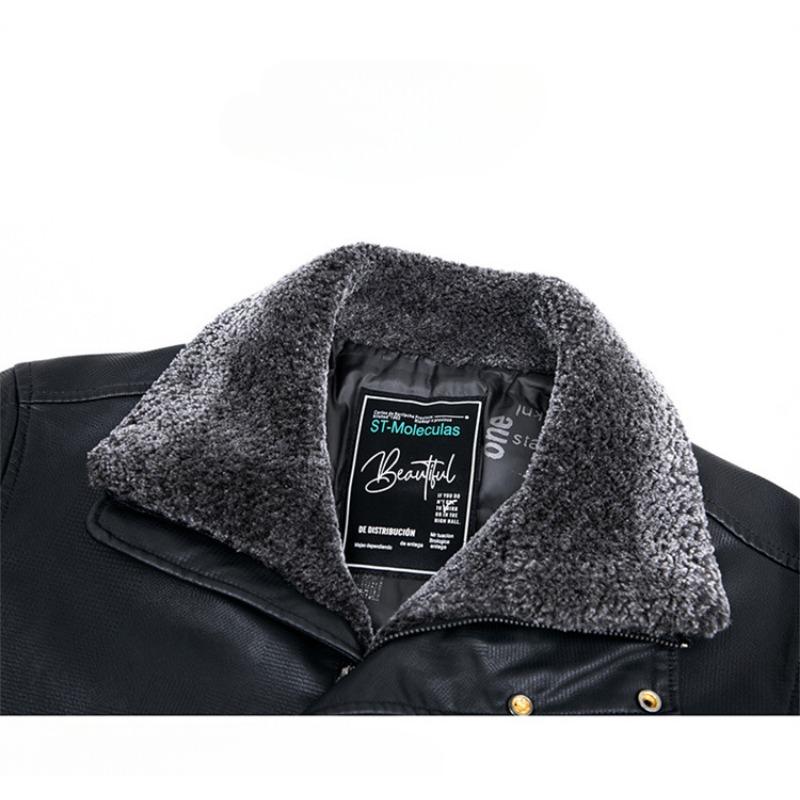 Winter Leather Down Jacket Men's Mid-length Lapel Leather Jacket Middle-aged Sheepskin Jacket
