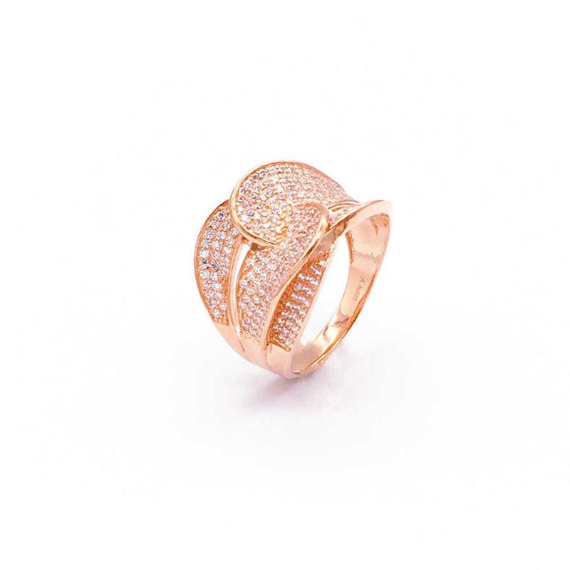 Розовое золото Позолоченное Русское Фиолетовое Золото Полое Кольцо с Цирконами Модный Цвет Золота Роскошное Большое Версия Живое Кольцо