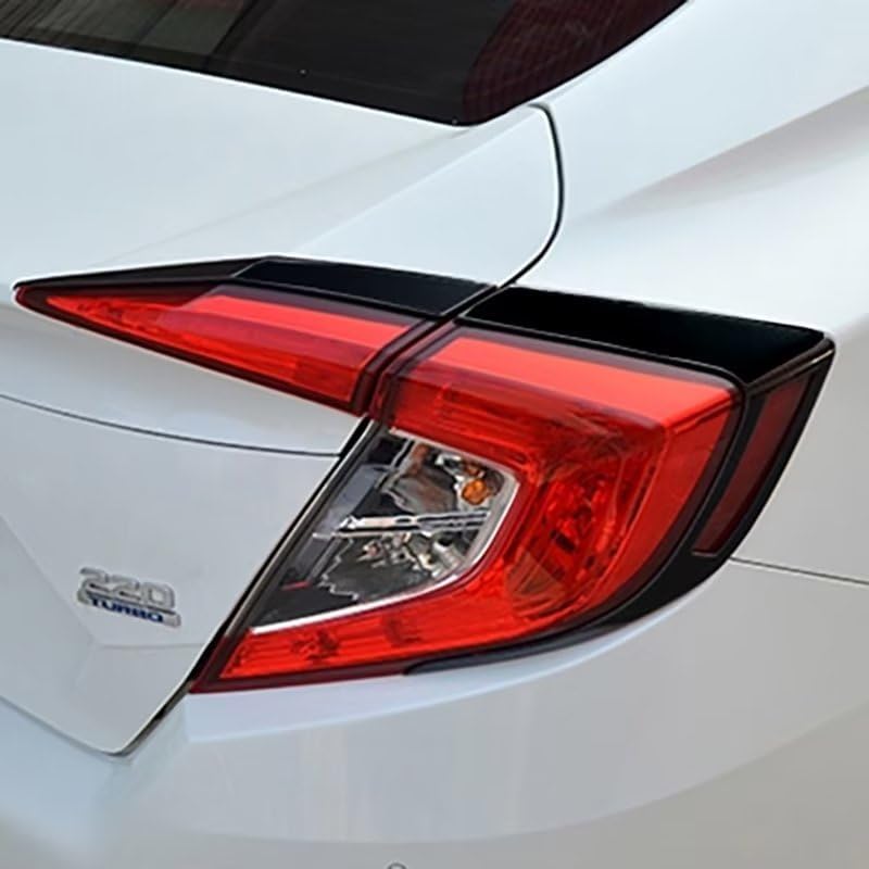 Kadore for 2016-2021 Honda Civic Sedan Glossy Black Tail Light Upper Trim Covers | 10th Generation Rear Lamp Eyebrow Bezels (Not for
