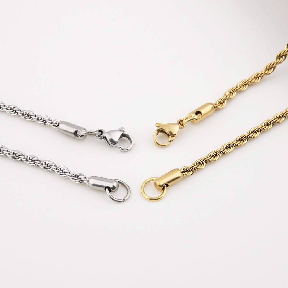 Lanț Răsucit din Oțel Inoxidabil, Galvanizare cu Reținere a Culorii în Vid, Colier Auriu care nu se Decolorează, Lanț Hip-Hop pentru Bărbați din Oțel Titan