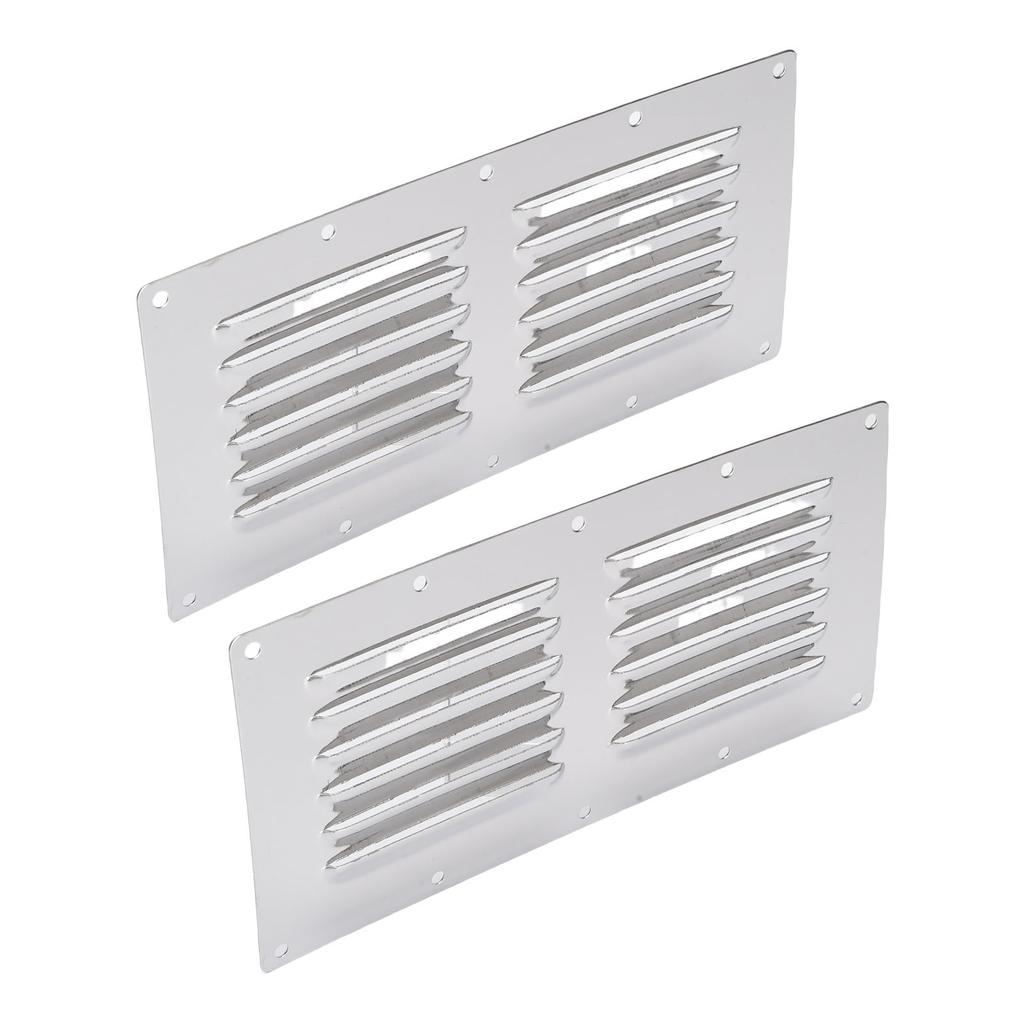 2PCS Louvered Vent Air Grill Cover 316 Stainless Steel Rectangular Air Venting Panel Cover for Ships Yachts RVs