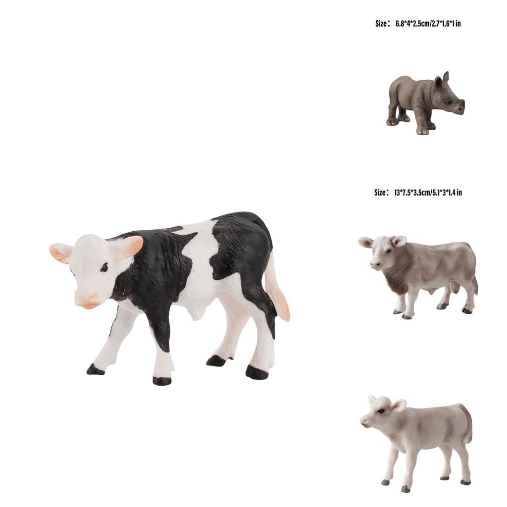 Farm Animal Figures Educational Toy Simulation Animal Model Kid's Gift Plastic Material Cow Category 14x8cm Size