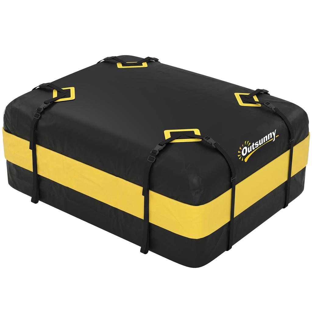 Car Roof Box 425L Waterproof 8 Reinforced Straps Door Hooks Yellow