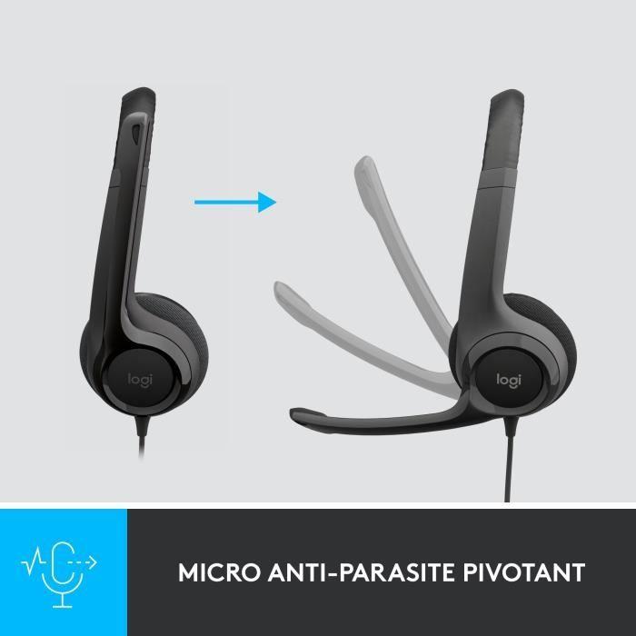 Headset - Wired - Logitech - H390 - USB - Noise-cancelling - Black