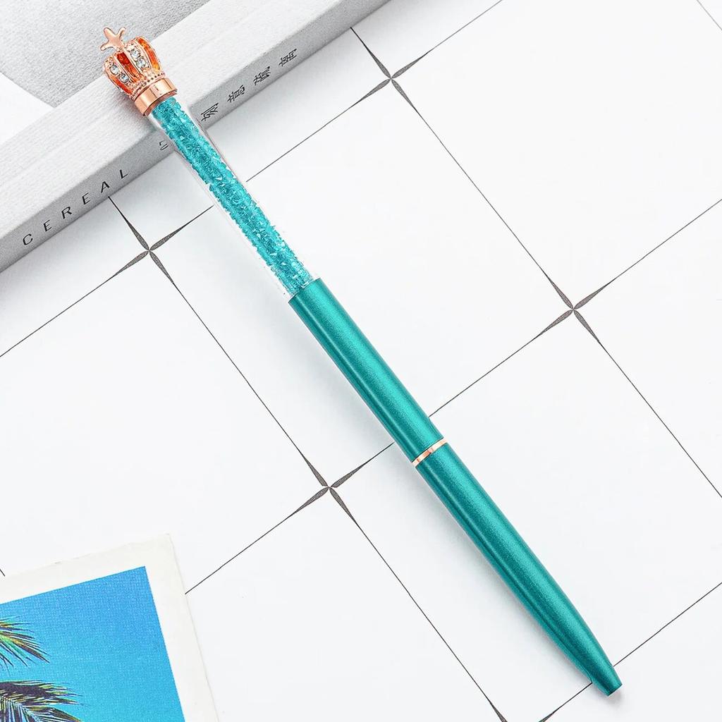 1 Piece Creative Multicolor Crystal Crown Business Metal Office Rotate Pens School Stationery Office Supplies Ballpoint Pen