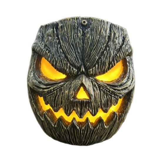 Pumpkin Face Figurine Wall Mounted Pumpkin Tree Face Statue Spooky Resin Tree Hugger With Light