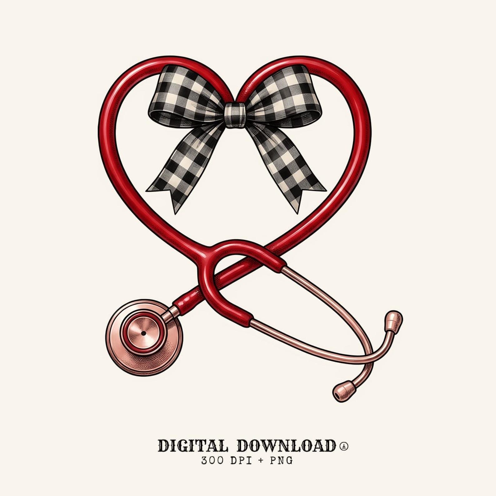 Stethoscope Heart PNG Nurses Healthcare Gift Farmhouse Digital Download Heartbeat Printable Nurse Enthusiast Rustic PNG Medical Graphic 4XL