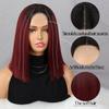 MISS WIG Kvinner Kort rett Bob-parykk Uten smell Blonder Frontparykk Syntetisk fiber Rødvinfarge Skulderlengde Rett parykk