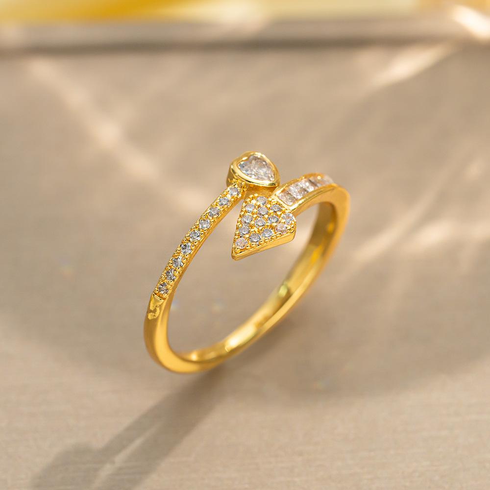 Korean Version of Light Luxury Design Full Diamond Inlaid Zircon Ring Women's Opening Adjustable Ring Internet Celebrity Fashion Accessories