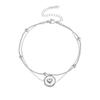 Minimalist Heart Double Layer Beaded Stainless Steel Bracelet Women Elegant Stackable Jewelry Accessory